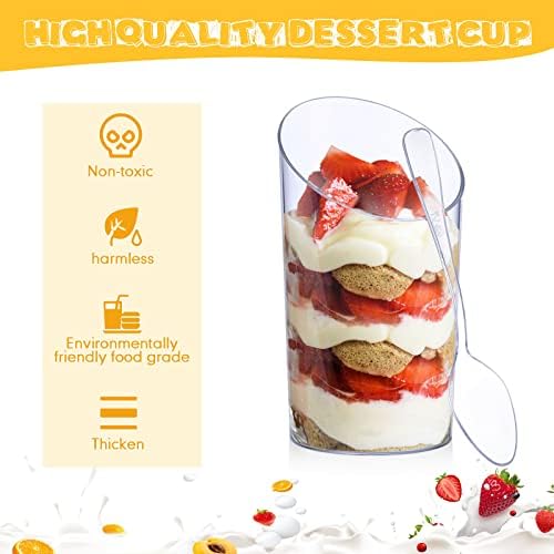 200 Pcs Mini Dessert Cups with Spoons, Clear in Clear, alternate view 5