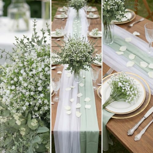 200 Pcs Mixed Greenery Artificial Eucalyptus Stems, Baby Breath Artificial Flowers Bulk and Eucalyptus Leaves, alternate view