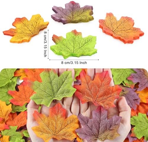 200 Pieces Fall Autumn Leaves Artificial Fall Maple Leaves Auturmn Decorations Autumn Leaf Leaves for DIY Crafts, alternate