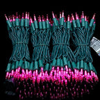 200 Pink LED Christmas Lights, 66 ft Green Wire UL String Light in Pink, alternate view 2
