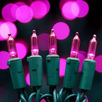 200 Pink LED Christmas Lights, 66 ft Green Wire UL String Light in Pink, alternate view 5