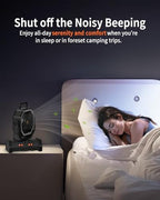 20000mAh Battery Operated Camping Fan with Warm&Cold Light - Black in Black, alternate view 3