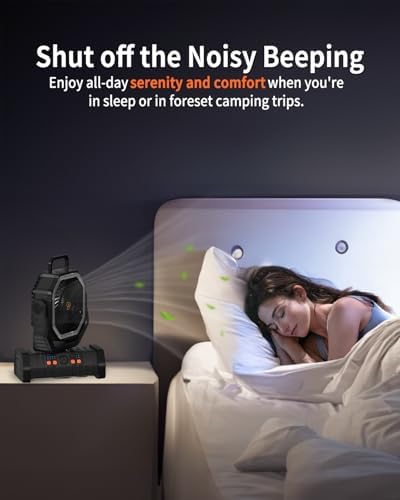 20000mAh Battery Operated Camping Fan with Warm&Cold Light - Black in Black, alternate view 3