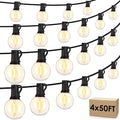 200Ft(4x50Ft) Outdoor String Lights, G40 Globe Patio Lights Connectable with 100+6 Waterproof LED Bulbs for