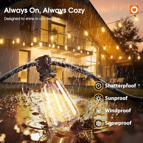 200FT(50*4) Outdoor String Lights with Remote LED Edison Waterproof, alternate view 3
