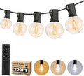 200FT LED Outdoor String Lights with Dimmable 3 Color Lights with Remote