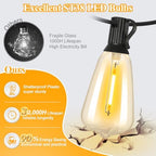 200FT Outdoor String Lights 104 Bulbs, 2200K Amber Lights, alternate view 2
