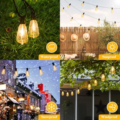 200FT Outdoor String Lights 104 Bulbs, 2200K Amber Lights, alternate view 6