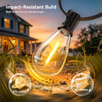 200FT Outdoor String Lights with Remote, Waterproof Patio Lights with 72+2 Shatterproof LED Bulbs, Dimmable, alternate view 4