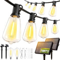 200FT Solar String Lights Outdoor Waterproof with Remote & Timer, LED Shatterproof ST38 Bulbs, USB & Solar