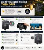 200FT Solar String Lights Outdoor Waterproof with Remote & Timer, LED Shatterproof ST38 Bulbs, USB & Solar, alternate view 2