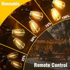200FT Solar String Lights Outdoor Waterproof with Remote & Timer, LED Shatterproof ST38 Bulbs, USB & Solar, alternate view 4