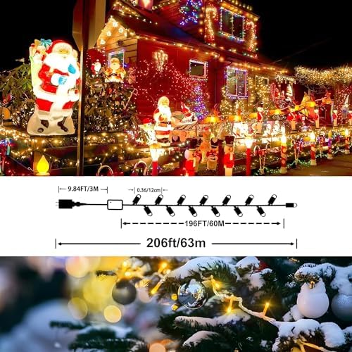 200FT Super Long String Lights, 500 LED 8 Modes & Memory Timer Plug in Twinkle Fairy Lights Decor for Home Xmas, alternate
