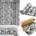 200FT x 54IN Stone Wall Plastic Tablecloth Roll with Slide Cutter Box in Deep Gray