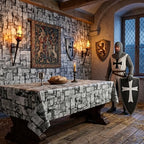 200FT x 54IN Stone Wall Plastic Tablecloth Roll with Slide Cutter Box in Deep Gray, alternate view 4