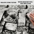 200FT x 54IN Stone Wall Plastic Tablecloth Roll with Slide Cutter Box in Deep Gray, alternate view 6