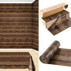 200FT x 54IN Wood Grain Plastic Tablecloth Roll with Slide Cutter Box