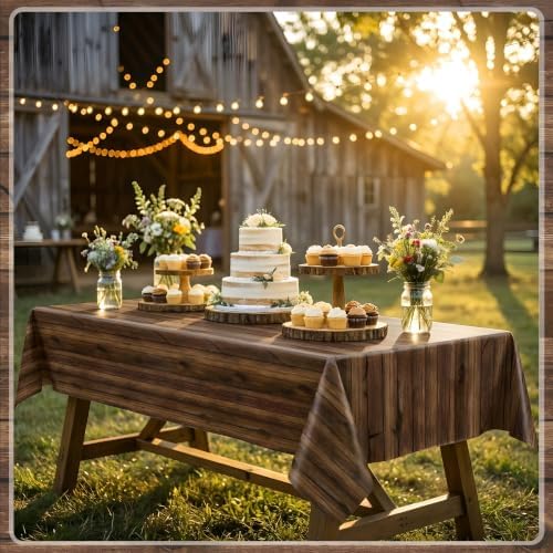 200FT x 54IN Wood Grain Plastic Tablecloth Roll with Slide Cutter Box, alternate view 2