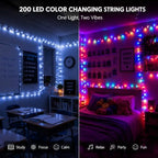 200LED Christmas Lights, Color Changing, Clear Wire, alternate view 2