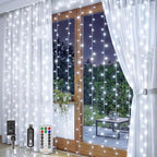 200LED Curtain Lights 6.6ftx6.6ft, Cool White String Lights Plug in