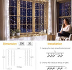 200LED Curtain Lights 6.6ftx6.6ft, Cool White String Lights Plug in, alternate view 2