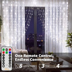 200LED Curtain Lights 6.6ftx6.6ft, Cool White String Lights Plug in, alternate view 3