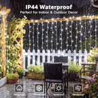 200LED Curtain Lights 6.6ftx6.6ft, Cool White String Lights Plug in, alternate view 4