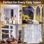 200LED Curtain Lights 6.6ftx6.6ft, Cool White String Lights Plug in, alternate view 6