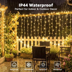 200LED Curtain Lights 6.6ftx6.6ft, Warm White String Lights Plug in, alternate view 4