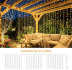 200LED Curtain Lights 6.6ftx6.6ft, Warm White String Lights Plug in, alternate view 5