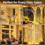 200LED Curtain Lights 6.6ftx6.6ft, Warm White String Lights Plug in, alternate view 6