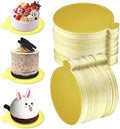 200PCS 3.15 Inch Round Mini Cake Boards, Gold Circle Base Paper Cupcake Dessert Displays Tray Decorating Cakes