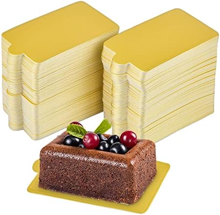 200Pcs Mini Rectangular Cardboard, Mousse Cupcake Base, Cake Dissert Paper Board Plates for Party Wedding