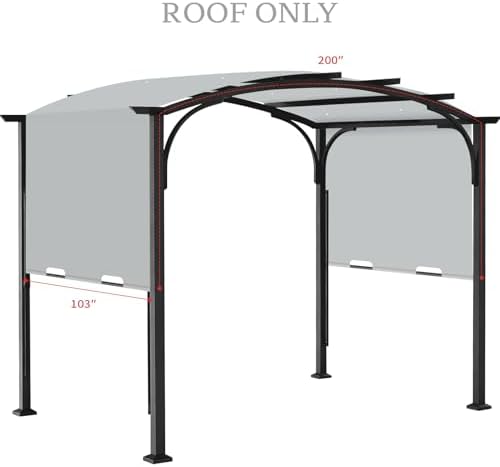 200x103 in Pergola Canopy Replacement Shade Cover Only, Gray in Gray, alternate view 4