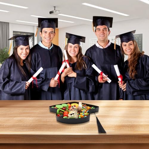 2024 Fillable Graduation Cap Cardboard Serving Tray Cut Out Charcuterie Sweet Food Decorative Paper Mache Box, alternate view