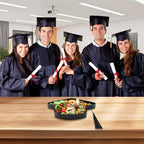 2024 Fillable Graduation Cap Cardboard Serving Tray Cut Out Charcuterie Sweet Food Decorative Paper Mache Box, alternate view