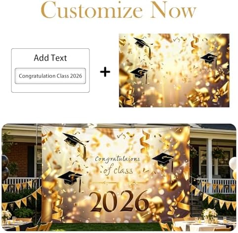 2026 Graduation Backdrop with Name Photo Text for Graduate, alternate view 2