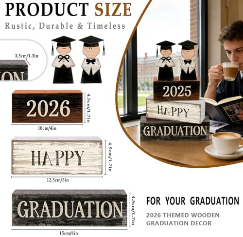 2026 Graduation Table Decorations Class of 2026 Senior Tiered Tray Decor Wooden Block Signs Farmhouse Congrats, alternate