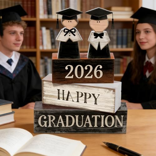 2026 Graduation Table Decorations Class of 2026 Senior Tiered Tray Decor Wooden Block Signs Farmhouse Congrats, alternate