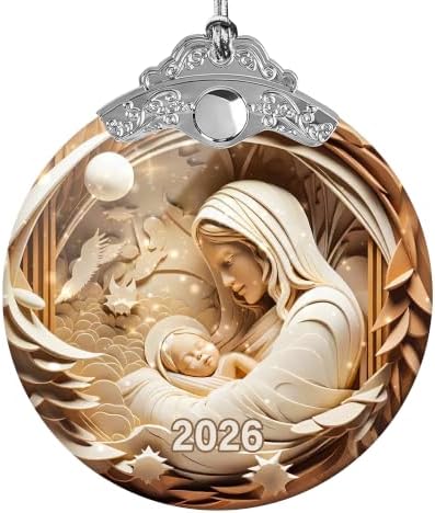 2026 Nativity Ornament, Religious Christian Xmas Tree Decor, Elegant Nativity Scene Ornament for Tree, Keepsake