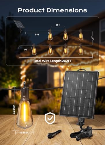 202FT Solar String Lights Outdoor Waterproof, Last 30+Hrs Runtime, alternate view 6