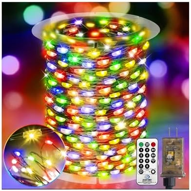 203FT 600LED Green Wire Outdoor Fairy Lights Plug in Multicolor Xmas