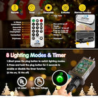 203FT 600LED Green Wire Outdoor Fairy Lights Plug in Multicolor Xmas, alternate view 5