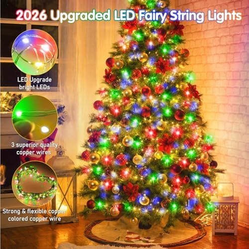 203FT 600LED Green Wire Outdoor Fairy Lights Plug in Multicolor Xmas, alternate view 6
