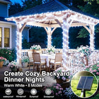 203FT 600LED Solar Fairy String Lights Outdoor Cool White 8 Modes, alternate view 2