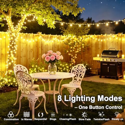 203FT 600LED Solar Fairy String Lights Outdoor Warm White 8 Modes in Warm White, alternate view 3