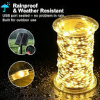 203FT 600LED Solar Fairy String Lights Outdoor Warm White 8 Modes in Warm White, alternate view 7