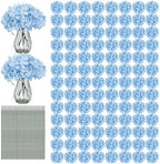 204Pcs Blue Hydrangea Artificial Flowers Bulk, Faux Hydrangeas
