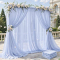 20ft×10ft Wrinkle Free Baby Blue Backdrop Curtain Drapes, 4 Panels 5ftx10ft Sheer Tulle Chiffon Backdrop Panels