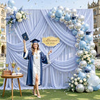 20ft×10ft Wrinkle Free Baby Blue Backdrop Curtain Drapes, 4 Panels 5ftx10ft Sheer Tulle Chiffon Backdrop Panels, alternate